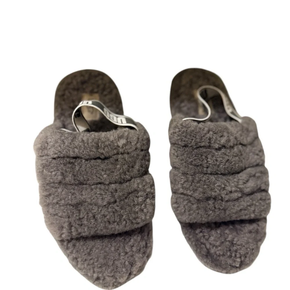 UGG Slippers Fluff Yeah Slides Fuzzy with Strap... Cozy Furry Slipper